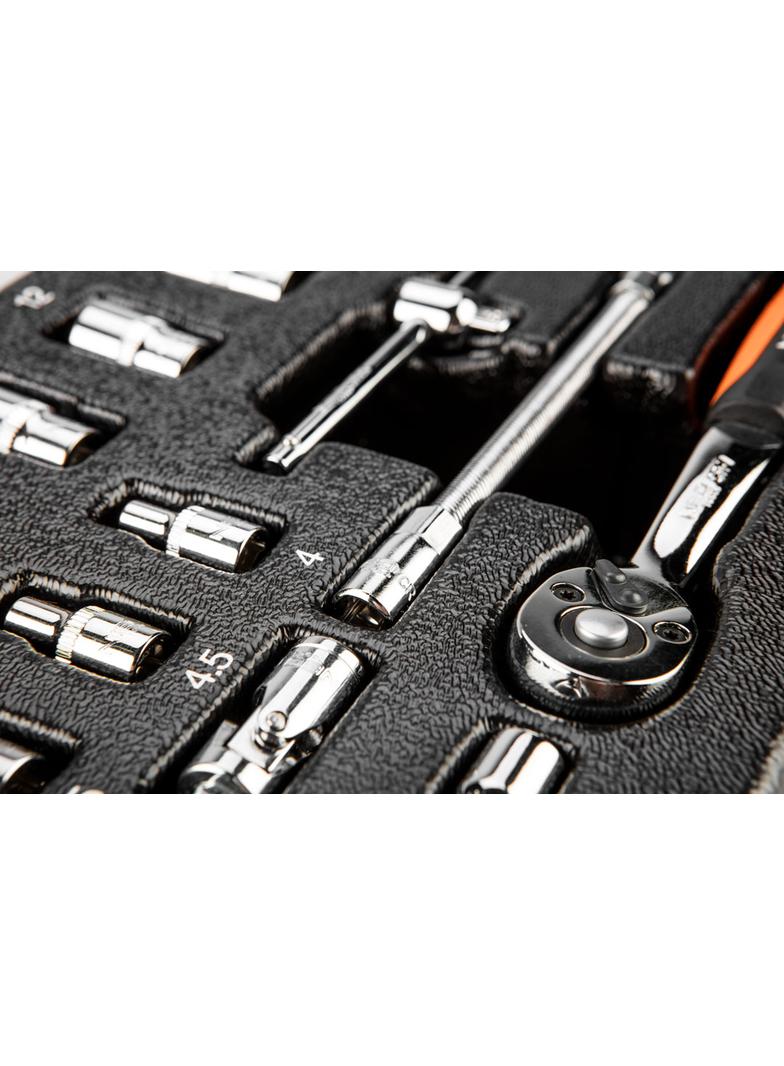 Klucze nasadowe 1/4", zestaw 19 szt., wkładka