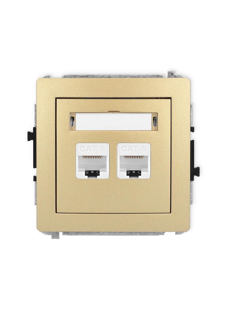 DECO Mechanizm gniazda komputerowego podwójnego 2xRJ45, kat. 6, 8-stykowy złoty