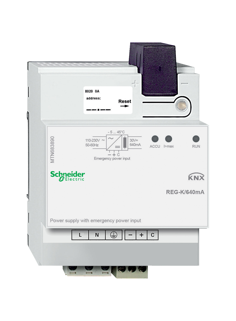 KNX zasilacz REG-K 640 mA jasnoszary do podłączenia zasilacza awaryjnego