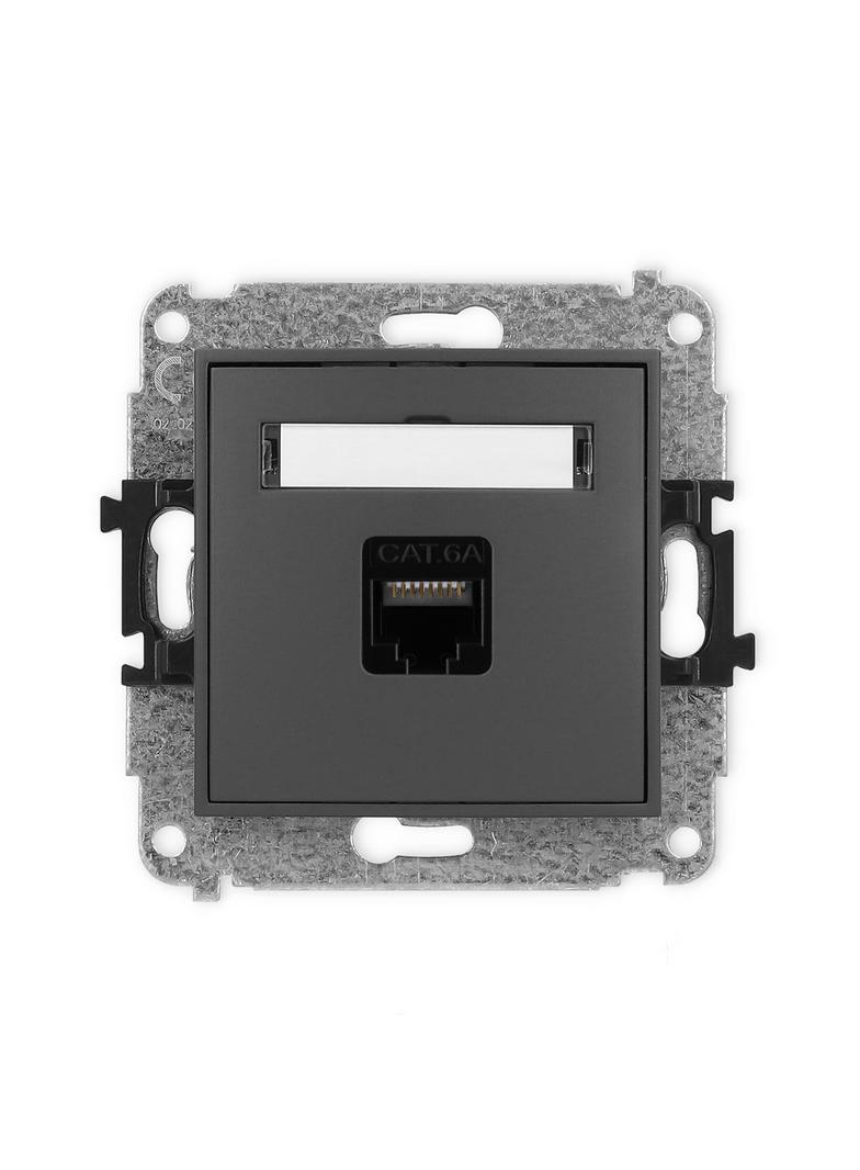 ICON Mechanizm gniazda komputerowego pojedynczego 1xRJ45, kat. 6A, 8-stykowy grafitowy mat