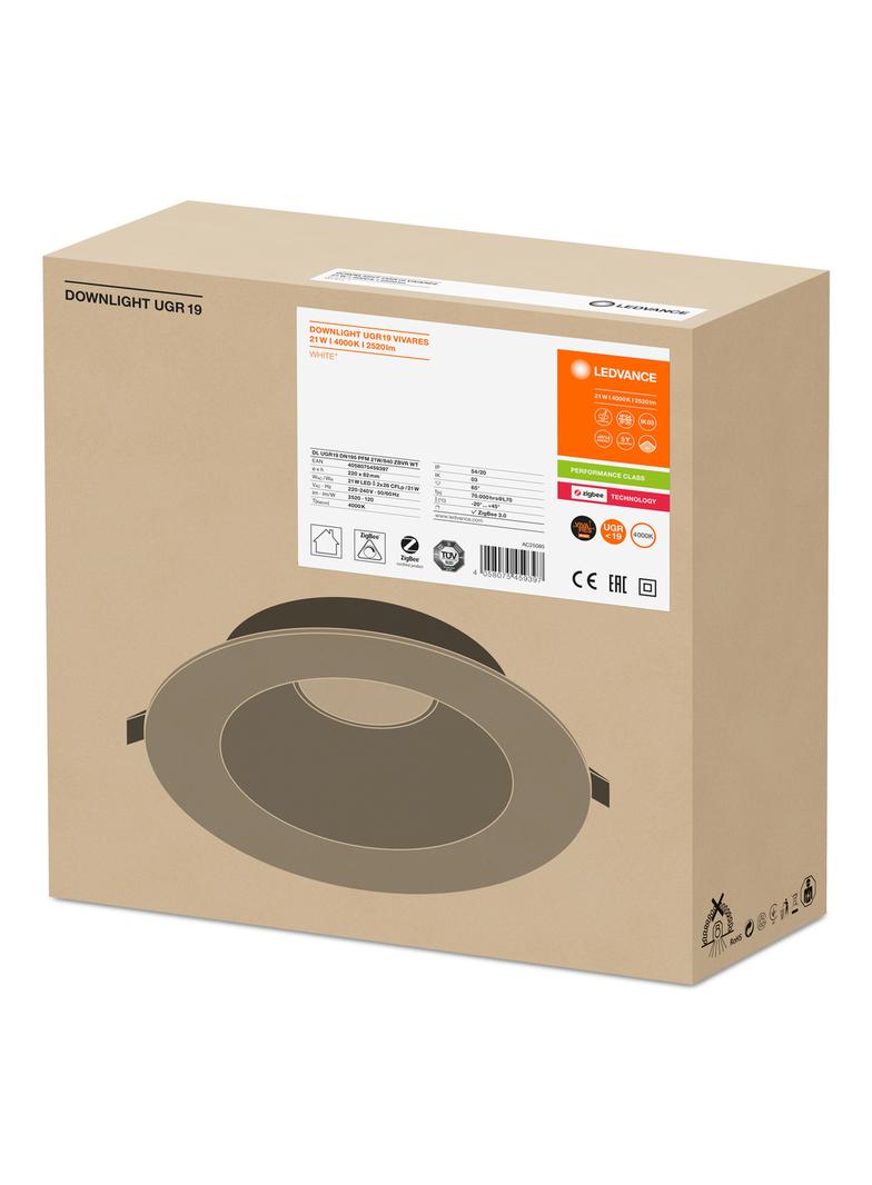 Oprawa DOWNLIGHT UGR19 DN195 PFM 21W 840 ZIGBEE WT