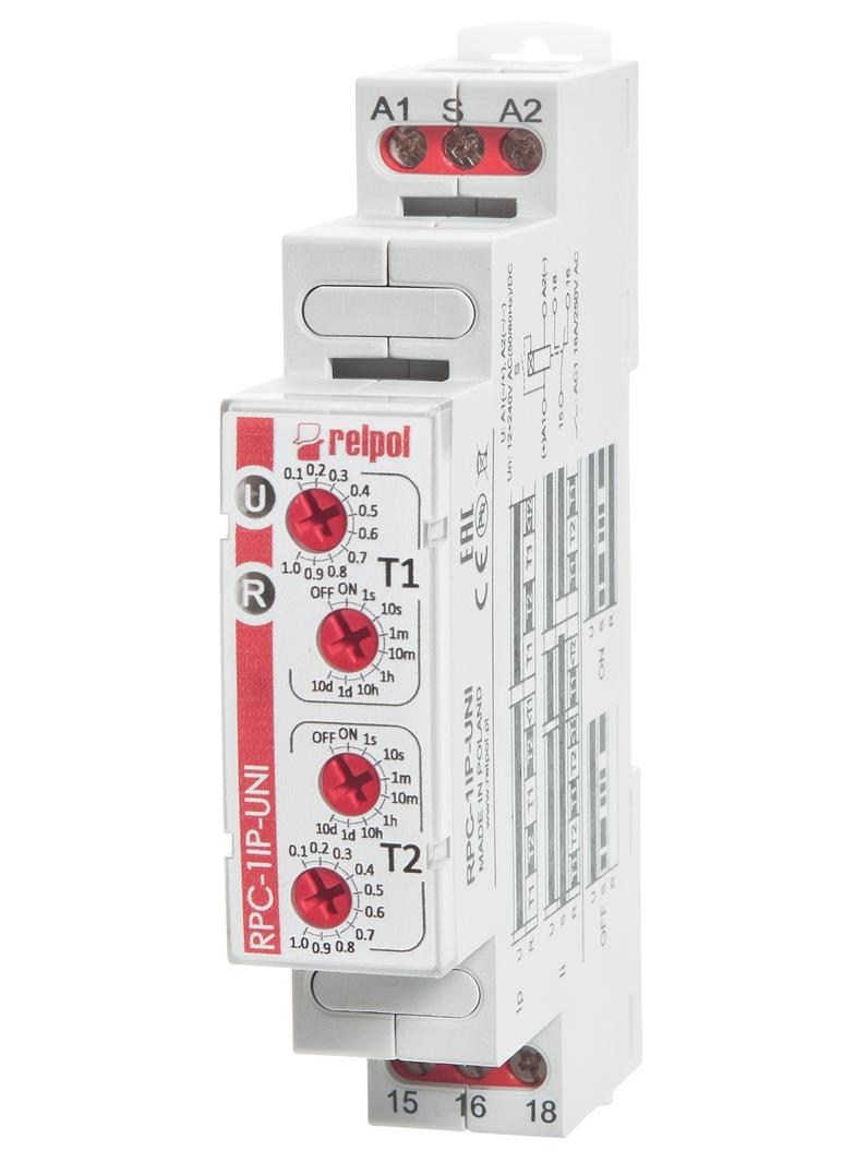 Przekaźnik czasowy RPC-1EU-UNI 1P 12...240V AC/DC 16A / 250V AC RELPOL