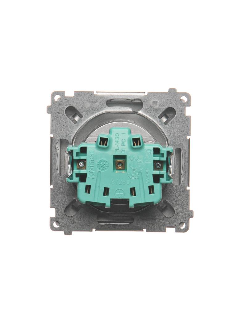 Simon Basic Gniazdo wtyczkowe bez uziemienia z przesłonami torów prądowych 16A 250V zaciski śrubowe srebrny mat BMG1Z.01/43 BMG1z.01/43 KONTAKT