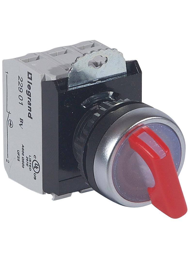 OSMOZ KOMPLET Z PODŚWIETLENIEM - MANETKA, CZERWONA 24 V, 2 POZYCJE STABILNE + UCHWYT + 1Z+1R, Legran