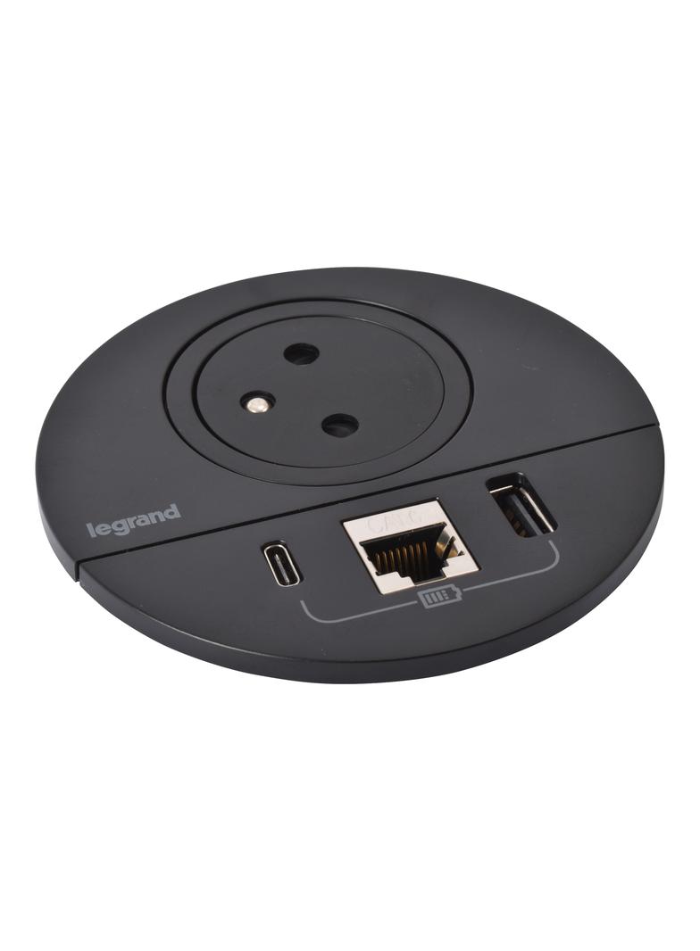 INCARA: DISQ 80 - 2P+Z / USB A+C / RJ45 - 2,0 M-CZARNY, Legrand