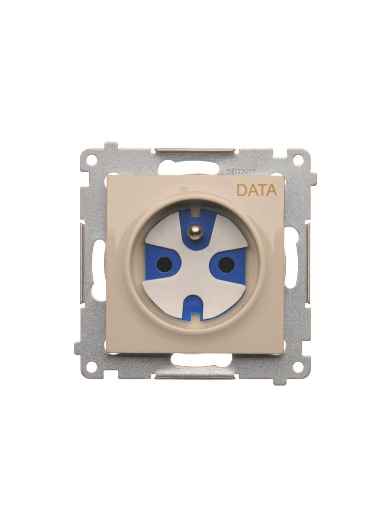 Simon 54 Gniazdo DATA z kluczem uprawniającym 16A z. śrub. kremowy