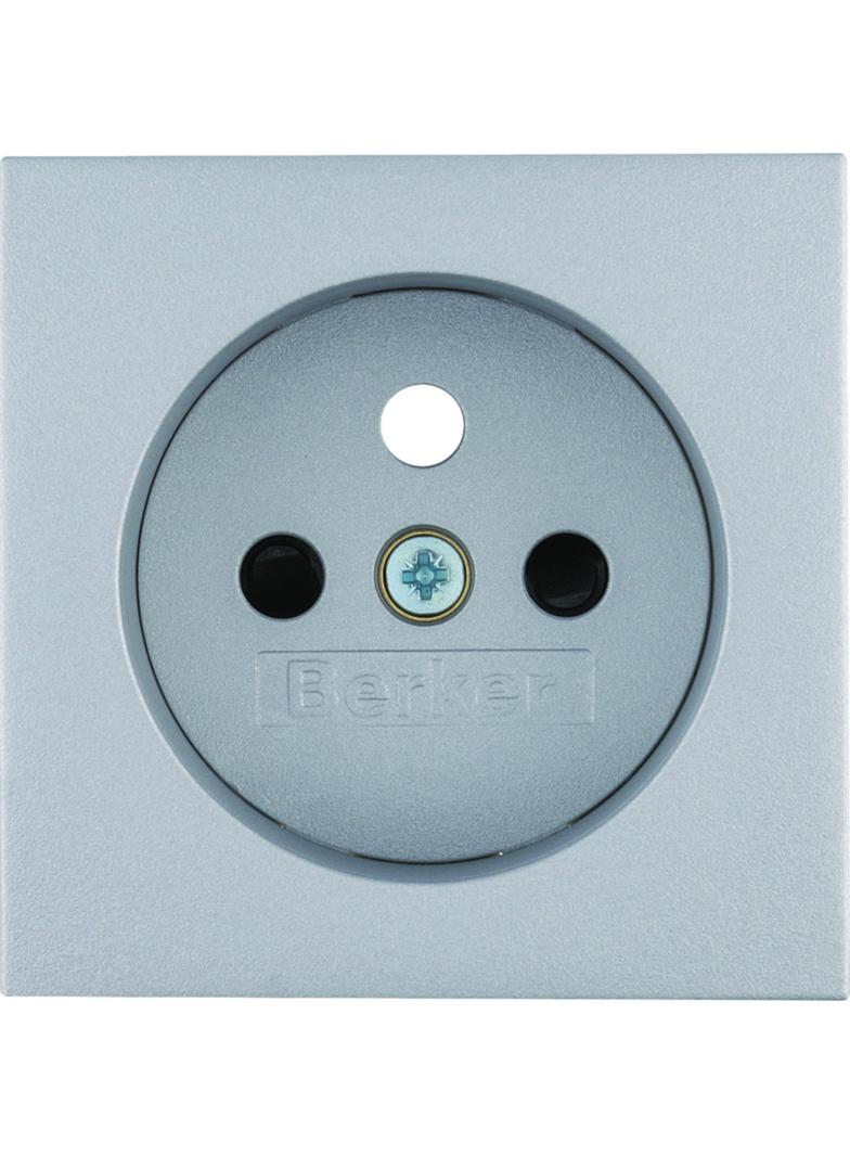 BERKER B.Kwadrat/B.7 Płytka czołowa z przysłoną styków do gniazda z uziemieniem aluminium mat lakier