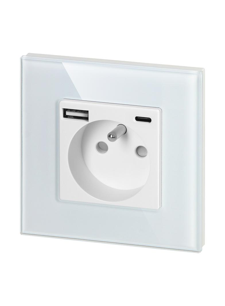 Gniazdo pojedyncze 2P+Z, USB-A + USB-C, PD, max. 20W, biały OR-AE-13308/W ORNO