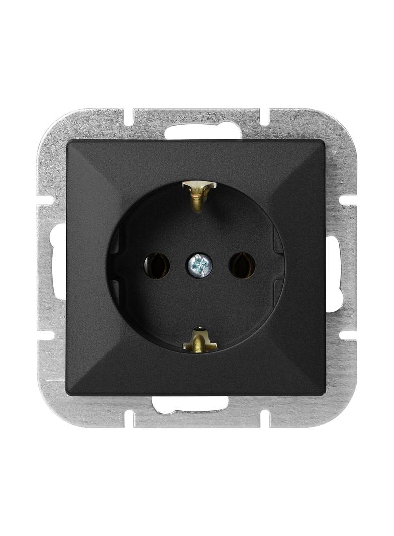 Gniazdo pojedyncze podtynkowe 2P+Z Schuko Pearl, 16A, 250V, PT-17P, czarny OR-OE-7705(GS)/B ORNO