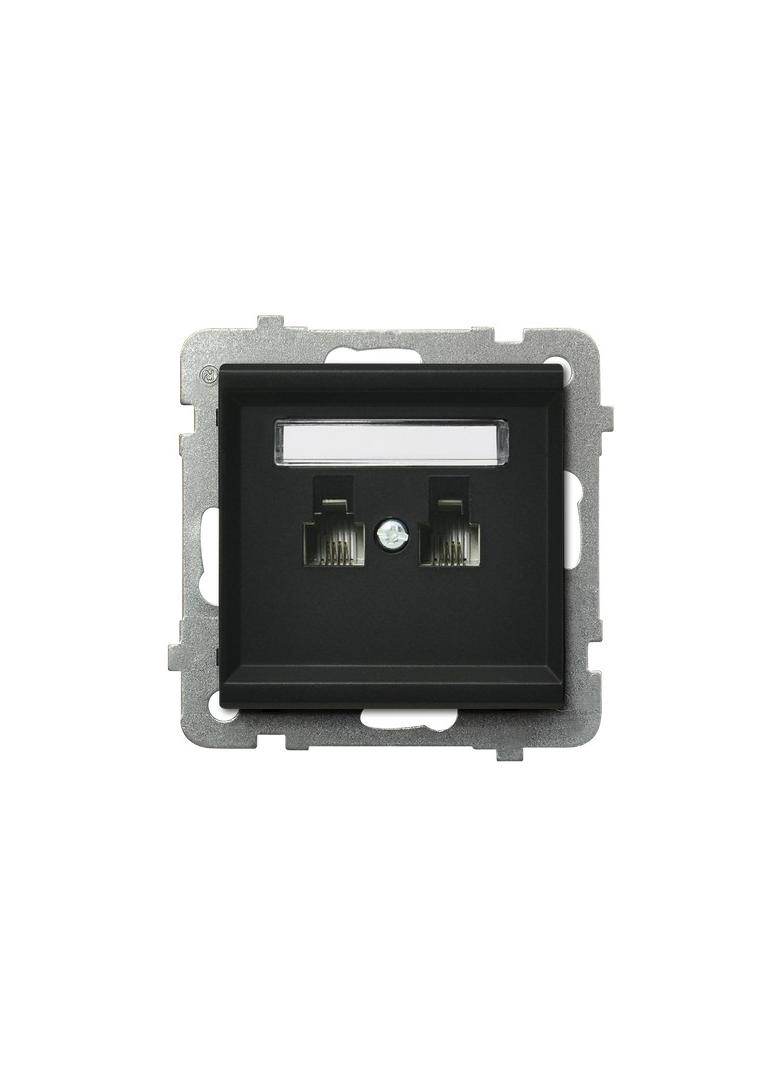 SONATA Gniazdo telefoniczne podwójne niezależne - kolor czarny metalik