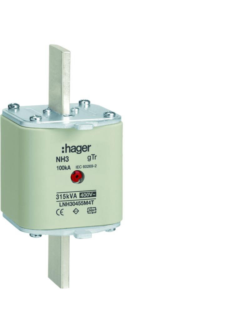 Wkładka bezp. nożowa NH3 wsk.podw. uchwyt nieiz. gTr 455A 400VAC LNH30455M4T HAGER