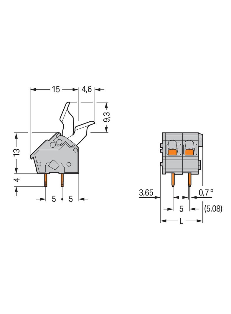 listwa zaciskowa do pł. drukowanych 6-torowa szara raster 5/5,08 mm