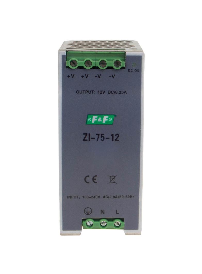 Zasialacz impulsowy przemysłowy nap. wej. 90-264V AC/120-370V DC P=75W nap. Wyj. 12V DC ZI-75-12V F&F