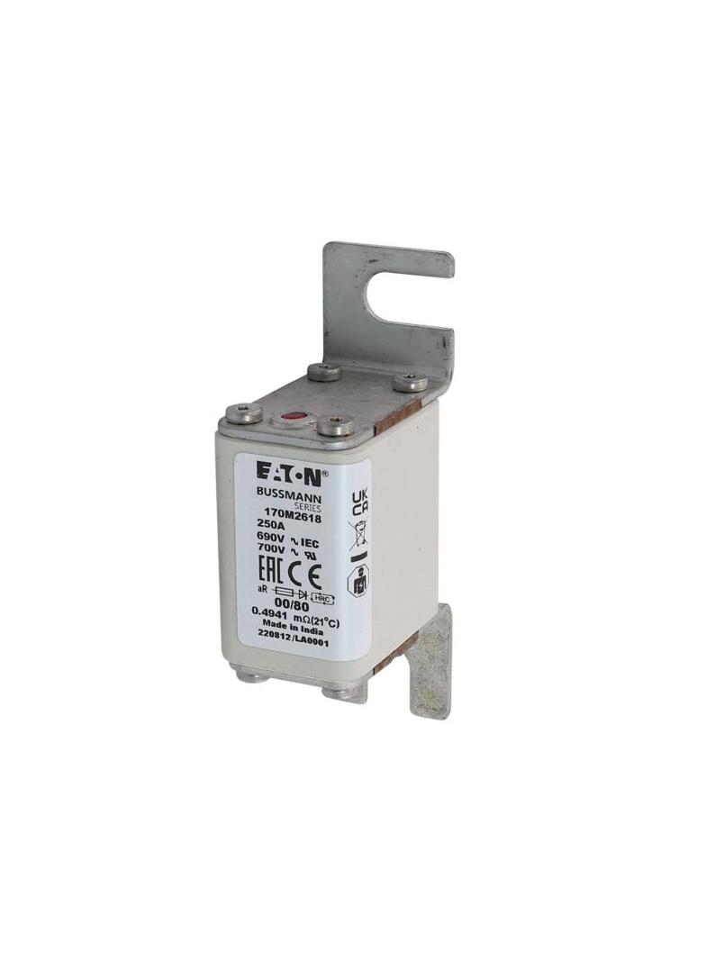 250A 690V aR 00/80 SQ. BODY IND. FUSE Wkładka szybka 250A AC 690V DIN 00 30x51x100 mm aR, 170M2618 E