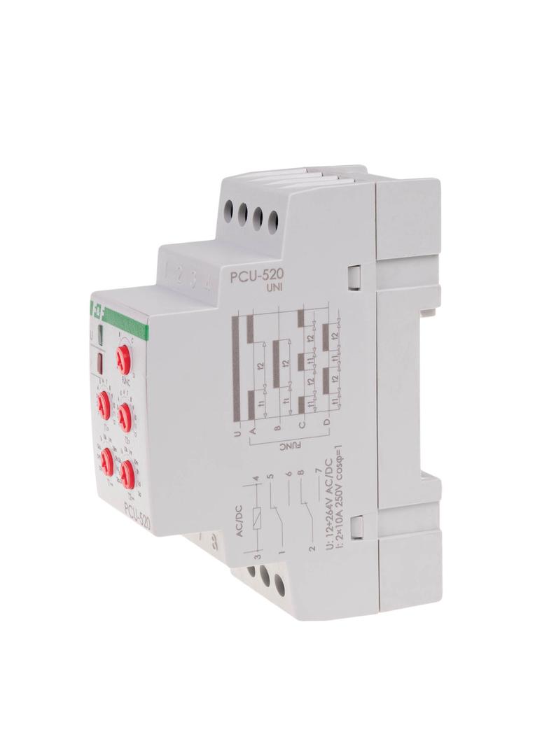 Przekaźnik czasowy 2-funkcyjny (nastawa 2 czasów T1 T2 styk: 2Z/R 12-264V PCU-520UNI F&F