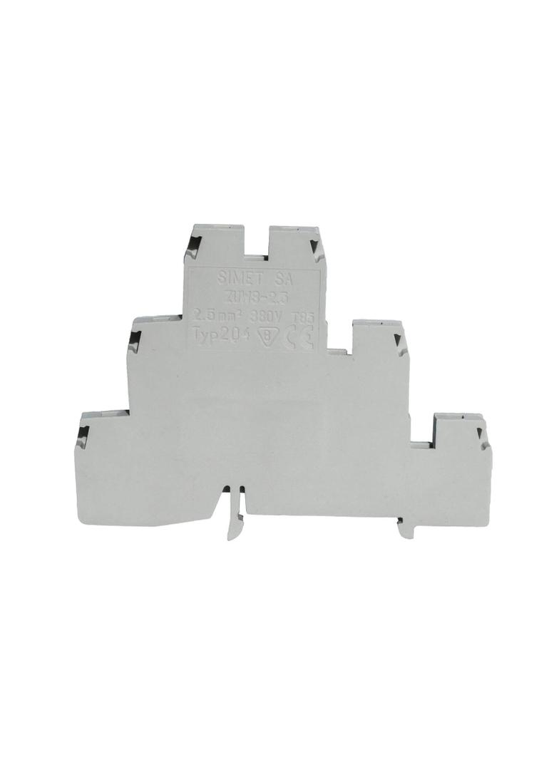 ZUW3-2.5 ,  Złączka szynowa gwintowa piętrowa, 2,5 mm2, TS 35, piętrowa 3 tory, szary