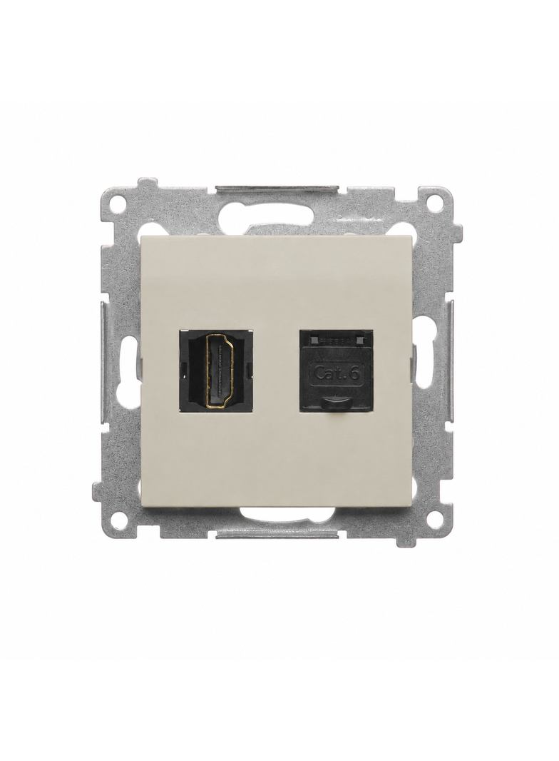 Simon 54 Gniazdo HDMI + komputerowe kat. 6 kaszmir mat DGHRJ45.01/42