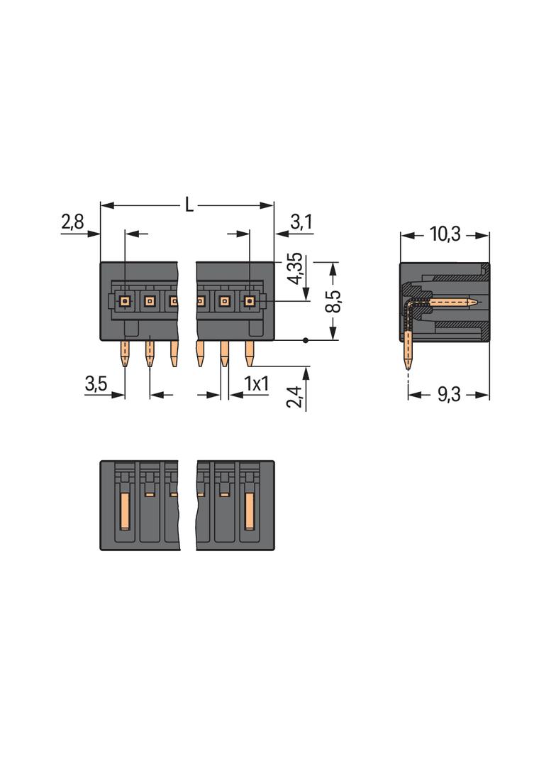MCS-MINI Classic wtyk 7-bieg. czarny raster 3,5 mm /100szt./ WAGO