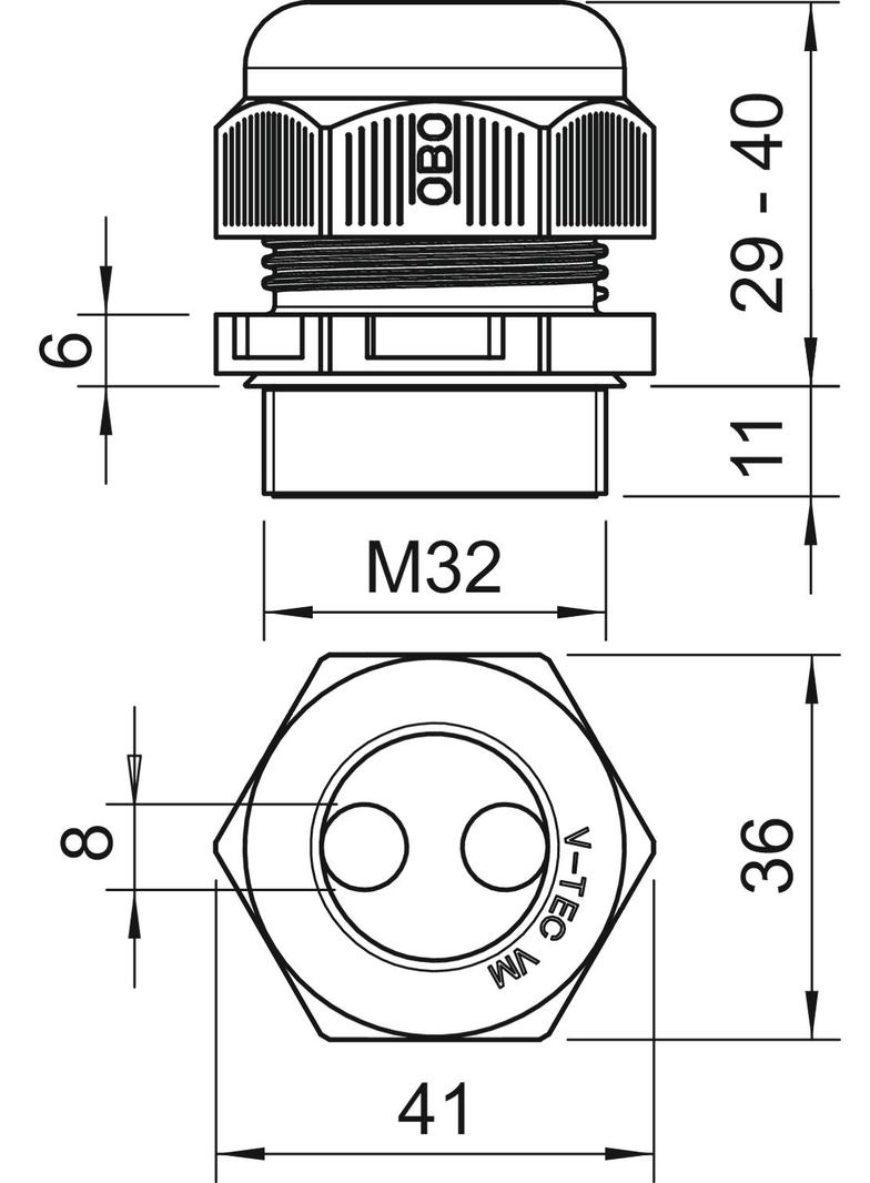 V-TEC VM32 2x8, Dławik kablowy