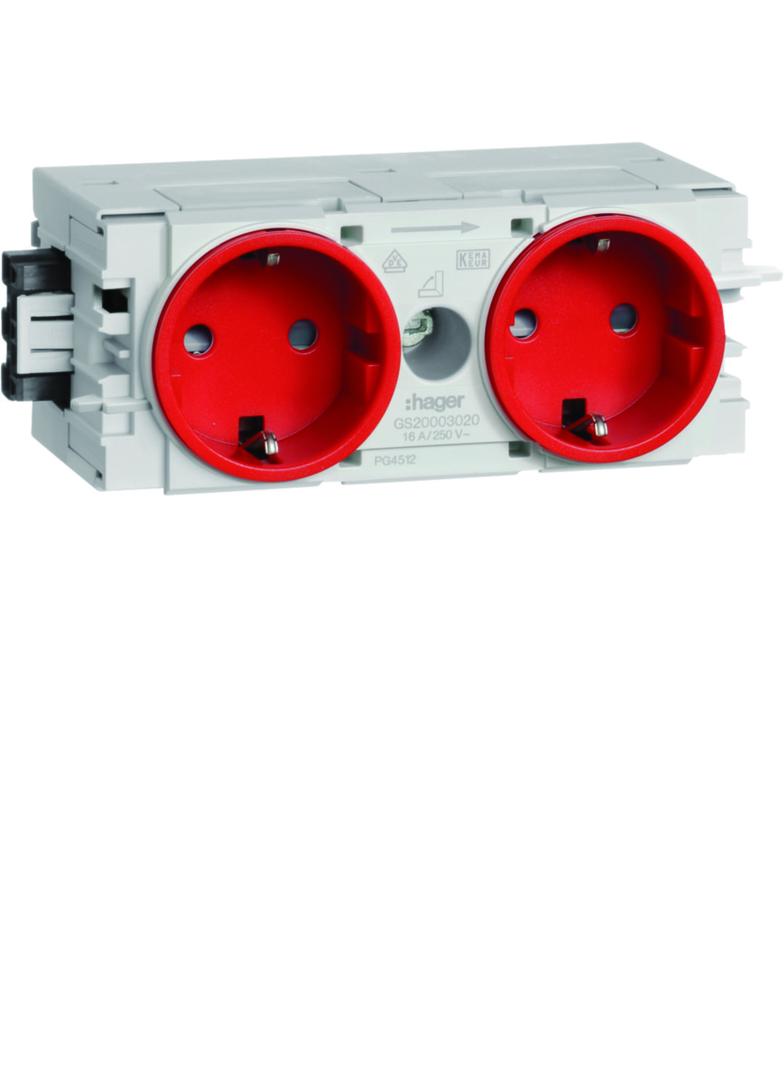 tehalit.WA Gniazdo SCHUKO 2-krotne WAGO C-profil czerwony GS20003020 HAGER