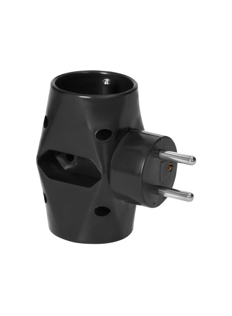 Rozgałęźnik 2x2P+Z, 1x2P/II, czarny OR-AE-13221/B ORNO