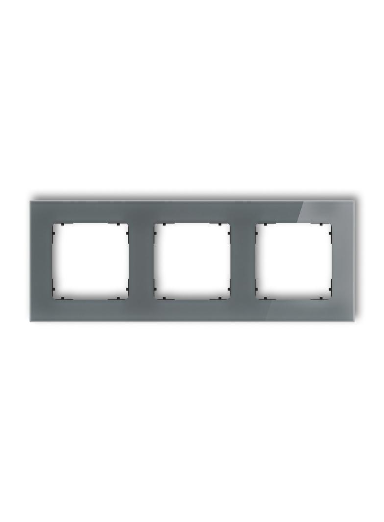 ICON Ramka uniwersalna potrójna kwadratowa - efekt szkła (ramka: grafitowa; spód: czarny) grafitowy