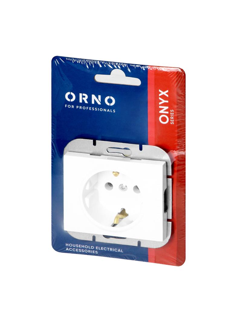 Gniazdo pojedyncze podtynkowe 2P+Z Schuko Onyx, 16A, 250V, PT-17O, biały OR-OE-7505(GS)/W ORNO