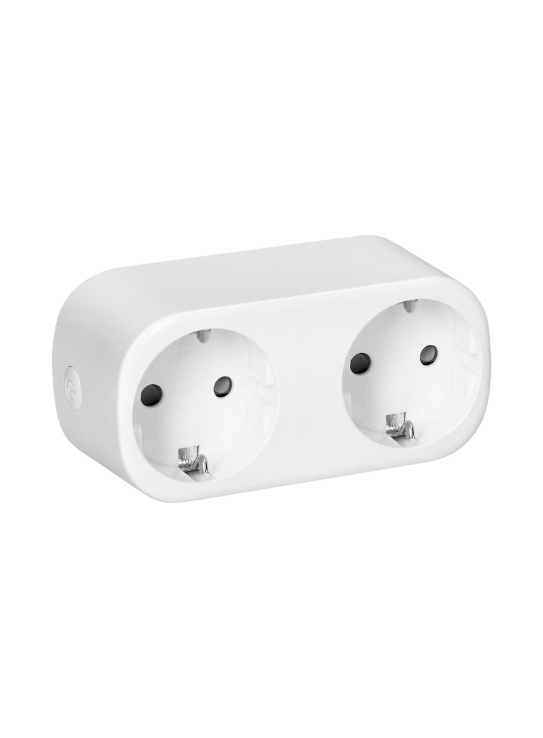 Rozgałęźnik bezprzewodowy podwójny Tuya Smart Wi-Fi, Schuko, biały