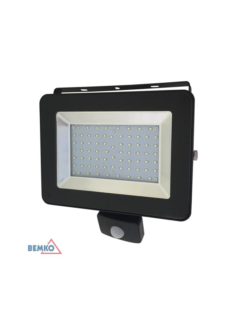 NAŚWIETLACZ LED SMD LOFOT Z CZUJNIKIEM PIR IP65 50W 4300LM CZARNY 6000K