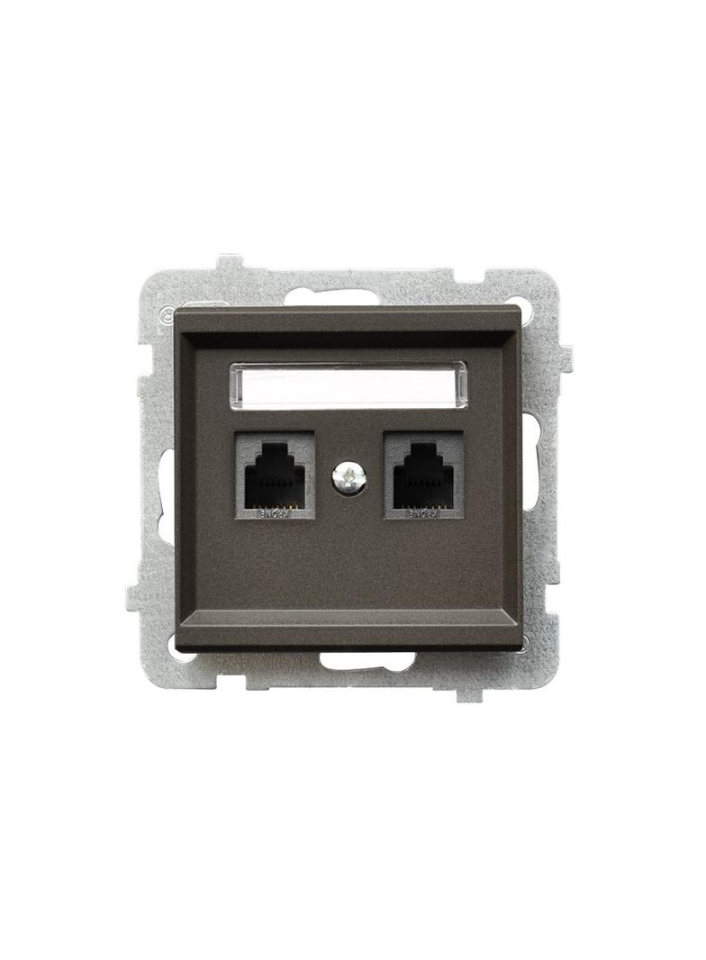 SONATA Gniazdo telefoniczne podwójne niezależne - kolor czekoladowy metalik