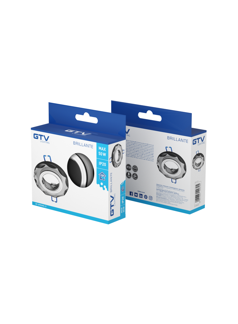 SUFITOWA OPRAWA PUNKTOWA BRILLANTE, SZKŁO, CZARNY KRYSZTAŁ, OKRĄGŁA