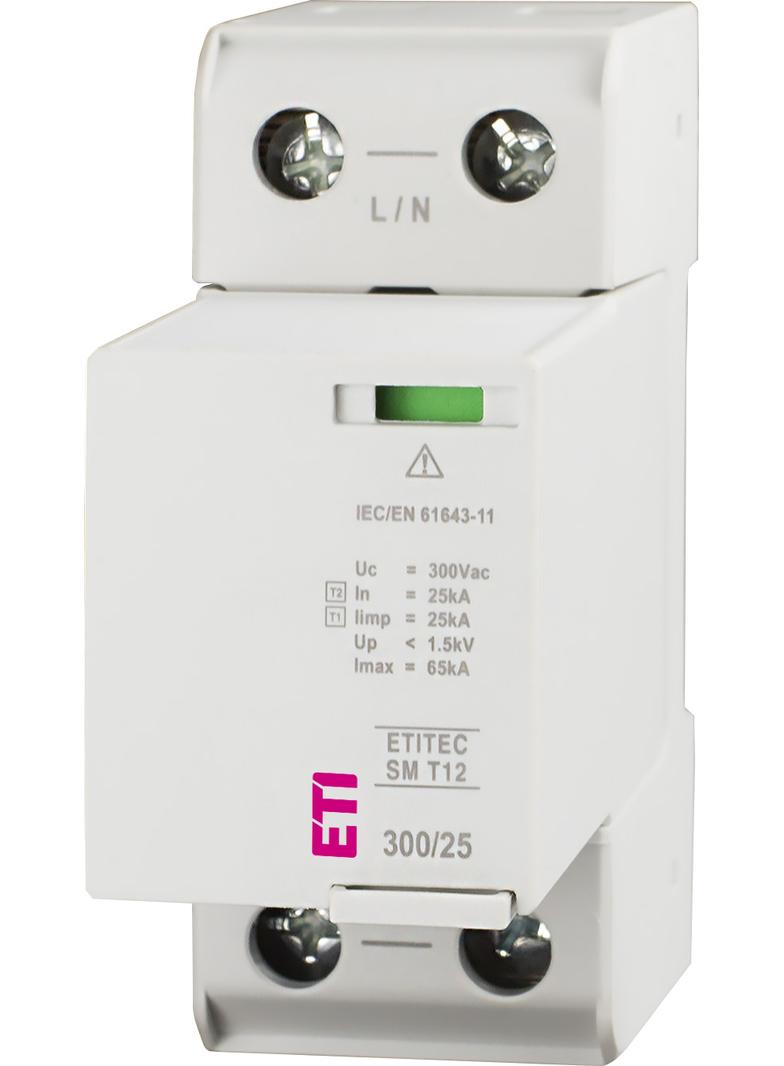 Ogranicznik przepięć T1+T2 (B+C) - bez prądu upływu TEC SM T12 300/25 1+0 002440738 ETI