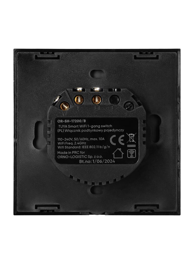 Włącznik podtynkowy pojedynczy Wi-Fi Tuya Smart Home czarny ORNO