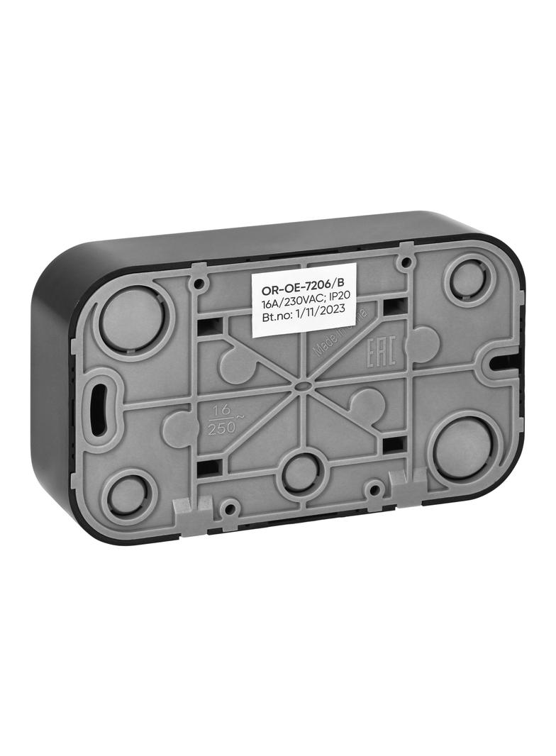 ToDo Gniazdo podwójne 2x2P+Z, 16A/230VAC, IP20, Czarne 10 sztuk