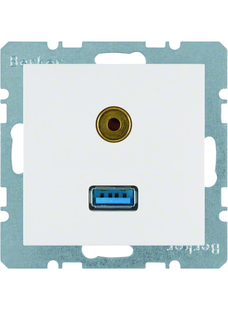 BERKER B.X/S.1 Gniazdo USB / 3,5mm Audio biały 3315398989 HAGER