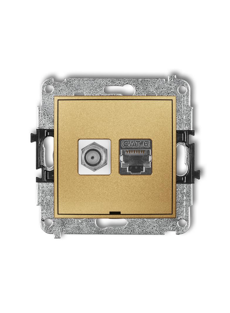 ICON Mechanizm gniazda antenowego poj. typu F (SAT) + gniazda komp. poj. 1xRJ45, kat. 6 ekranowany,