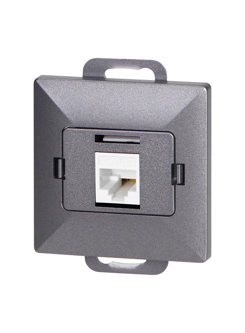 Gniazdo 1xRJ45 Cat5 Pearl, RJ45-5CAT/P1, antracyt