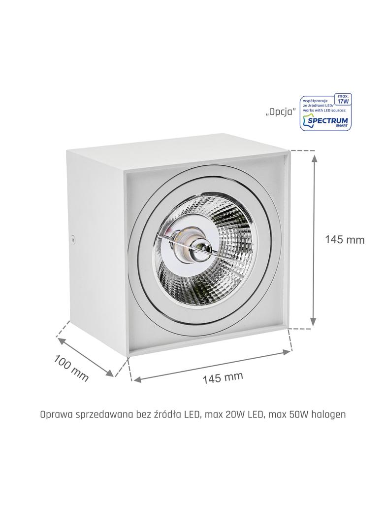 CHLOE AR111 GU10 IP20 kwadratowa biała ruchoma