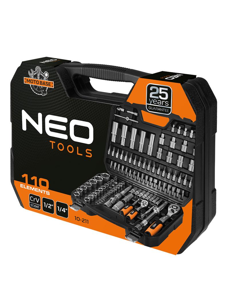 Zestaw kluczy 110 elementów 1/2",1/4", satynowy