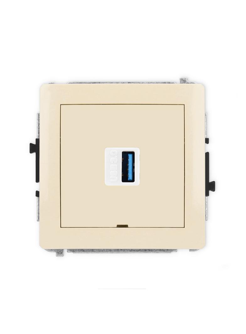 DECO Mechanizm gniazda pojedynczego USB A-A 3.0, bez pola opisowego beżowy