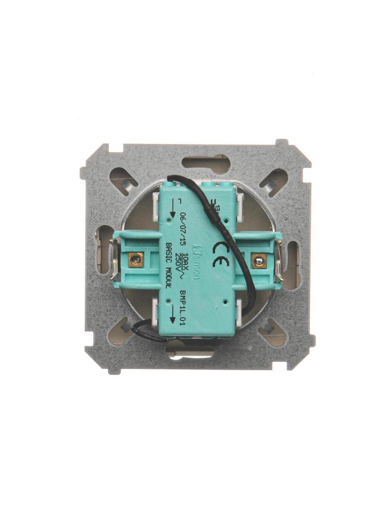 Simon Basic Przycisk pojedynczy zwierny bez piktogramu z podświetleniem LED 10A 250V szybkozłączka stal inox BMP1L.01/21 KONTAKT