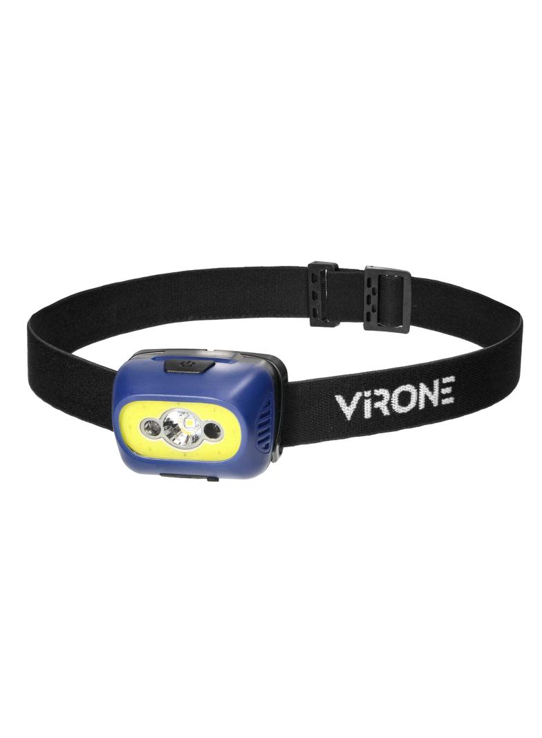 Latarka czołowa COB+LED, ładowanie USB, czujnik ruchu, niebieska