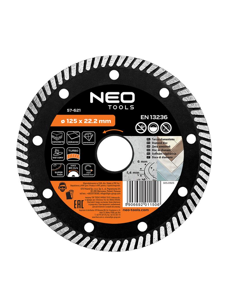 Tarcza diamentowa 125 x 22.2 mm, turbo super cienka