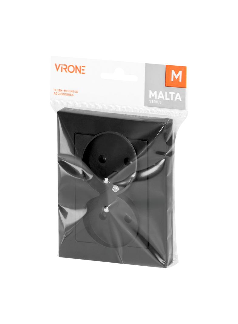 Gniazdo podwójne podtynkowe 2x2P+Z Malta, 16A, 250V, PT-6M, czarny mat FMS-106/B ORNO