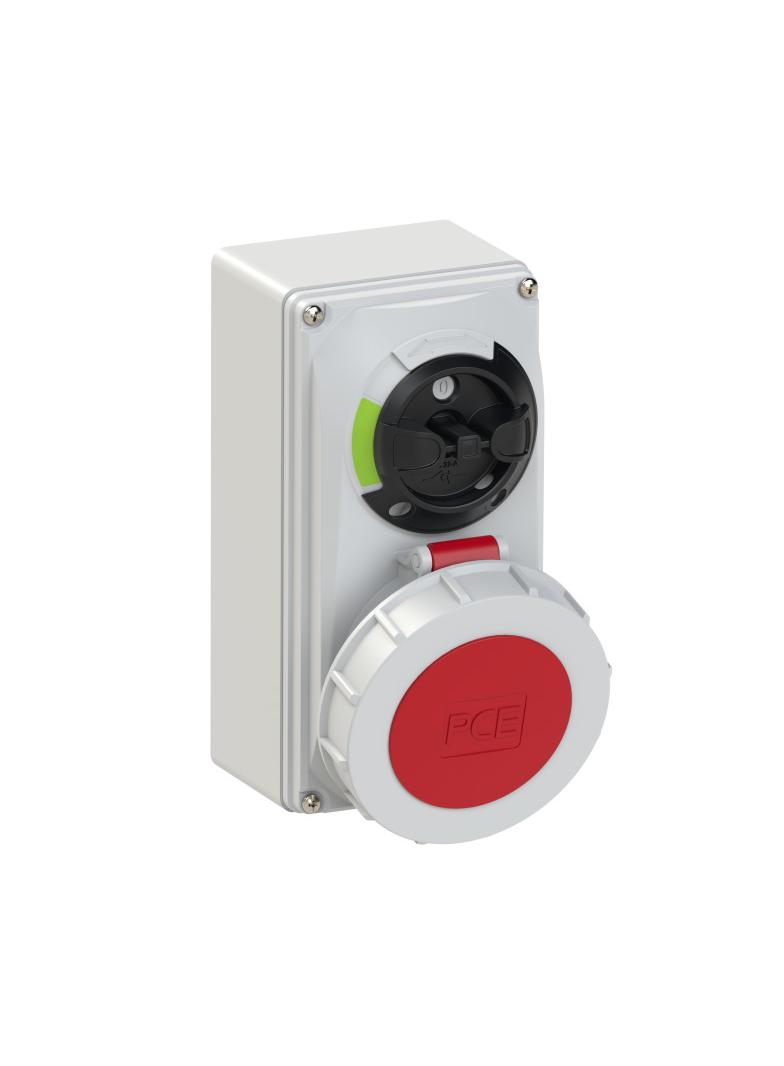 GNIAZDO Z WYŁĄCZNIKIEM 0-1 MAŁE BLOKADA MECHANICZNA 32A 400V 3P+Z+N IP67 IP67