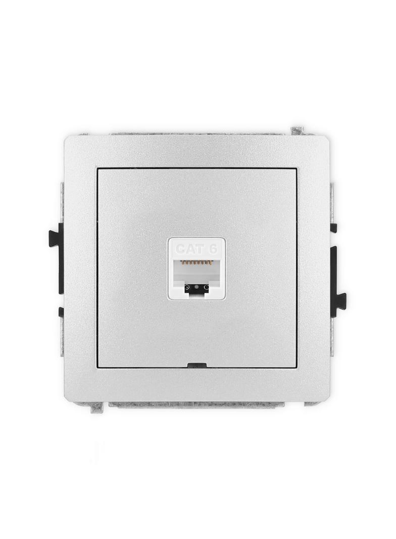 DECO Mechanizm gniazda komputerowego pojedynczego 1xRJ45, kat. 6, 8-stykowy, bez pola opisowego sreb