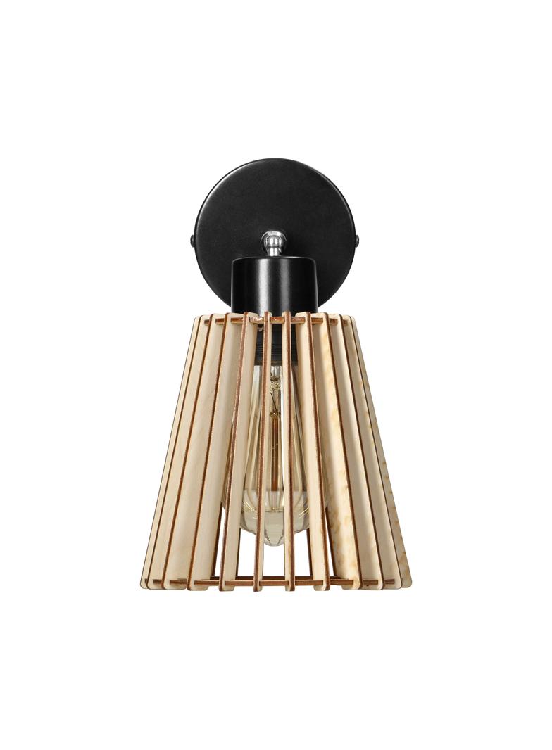 DELOS kinkiet 1P E27, max.60W, czarny, drewno