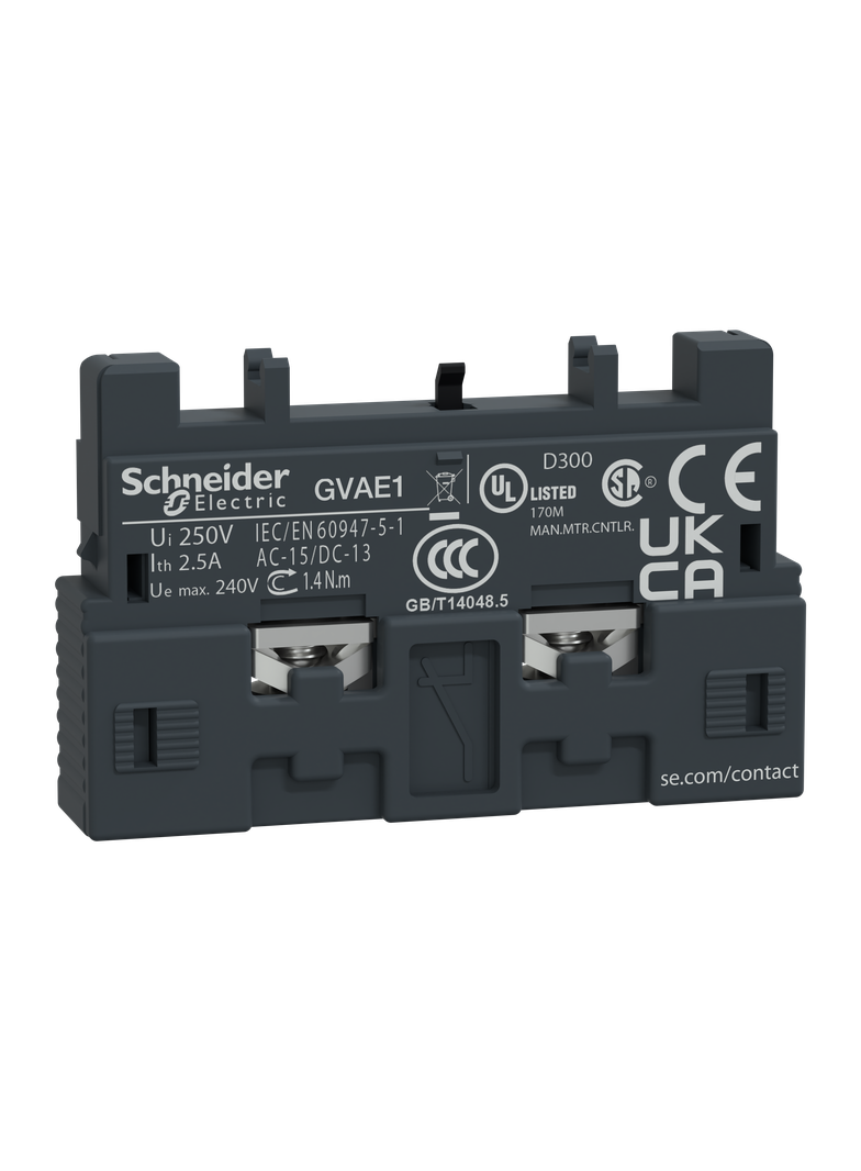 Blok styków bezzwłocznych, TeSys Deca, 1NO/1NC, montaż przedni, GV2
