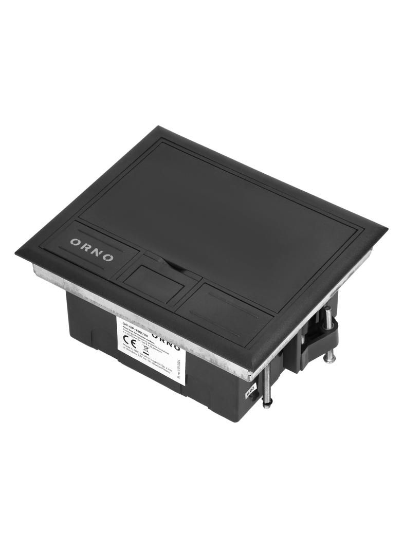 Puszka podłogowa na gniazda modułowe 4 x 45x45mm lub 8 x 22,5x45mm, pokrywa: stal nierdzewna, czarna