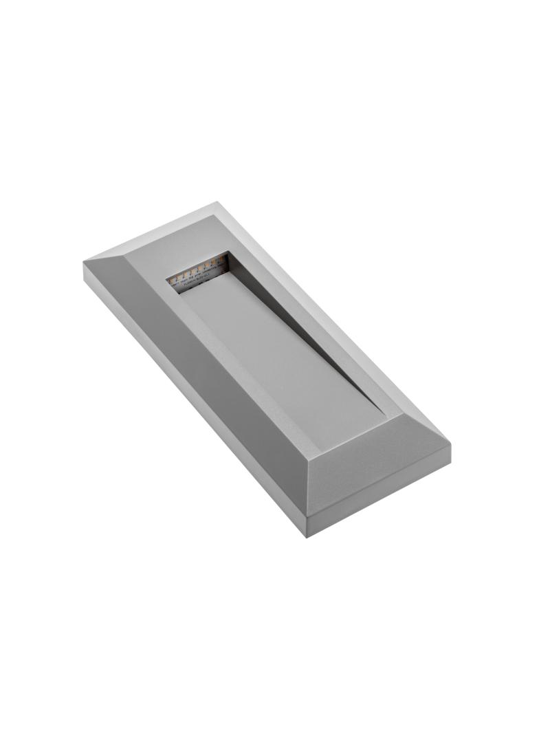 OPRAWA SCHODOWA LED SILVER PB, 1W, 45LM, AC220-240V, 50/60HZ, KĄT ŚWIECENIA 120*, IP65, PROSTOKĄT, C